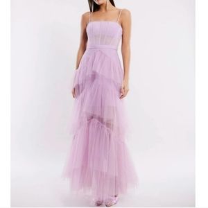 NWT BCBGMAXAZRIA Oly Lilac Orchid Tulle Tierred Mesh Corset Gown Dress 8